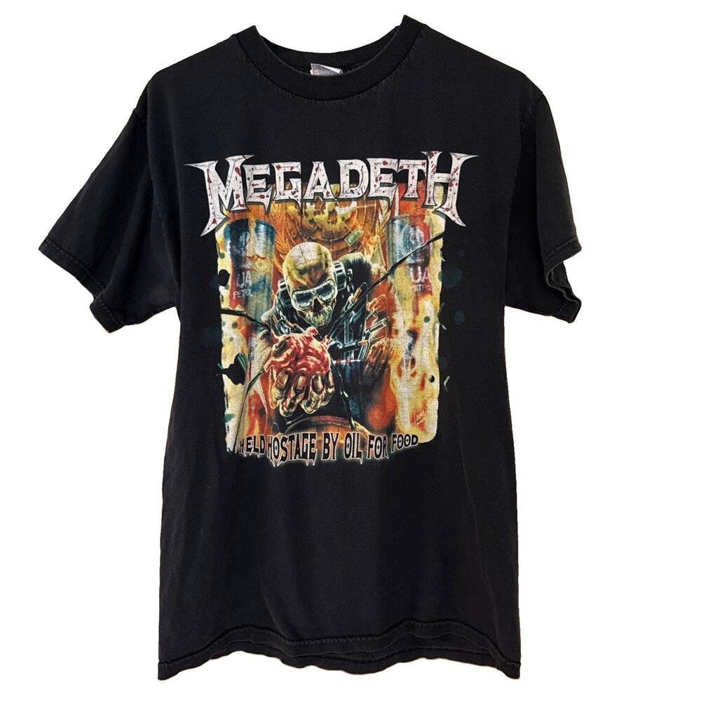 Vintage Megadeth “held Hostage By Oil For Food” T Shirt Men’s Size M black